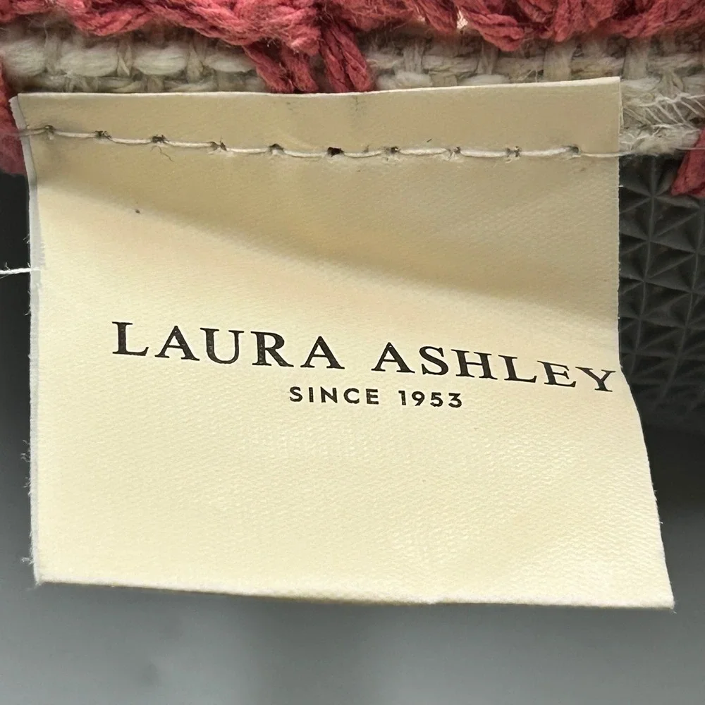 Laura Ashley Cotton Crochet Border Sherston Coral Accent Rug Floral 26 x 45 inch